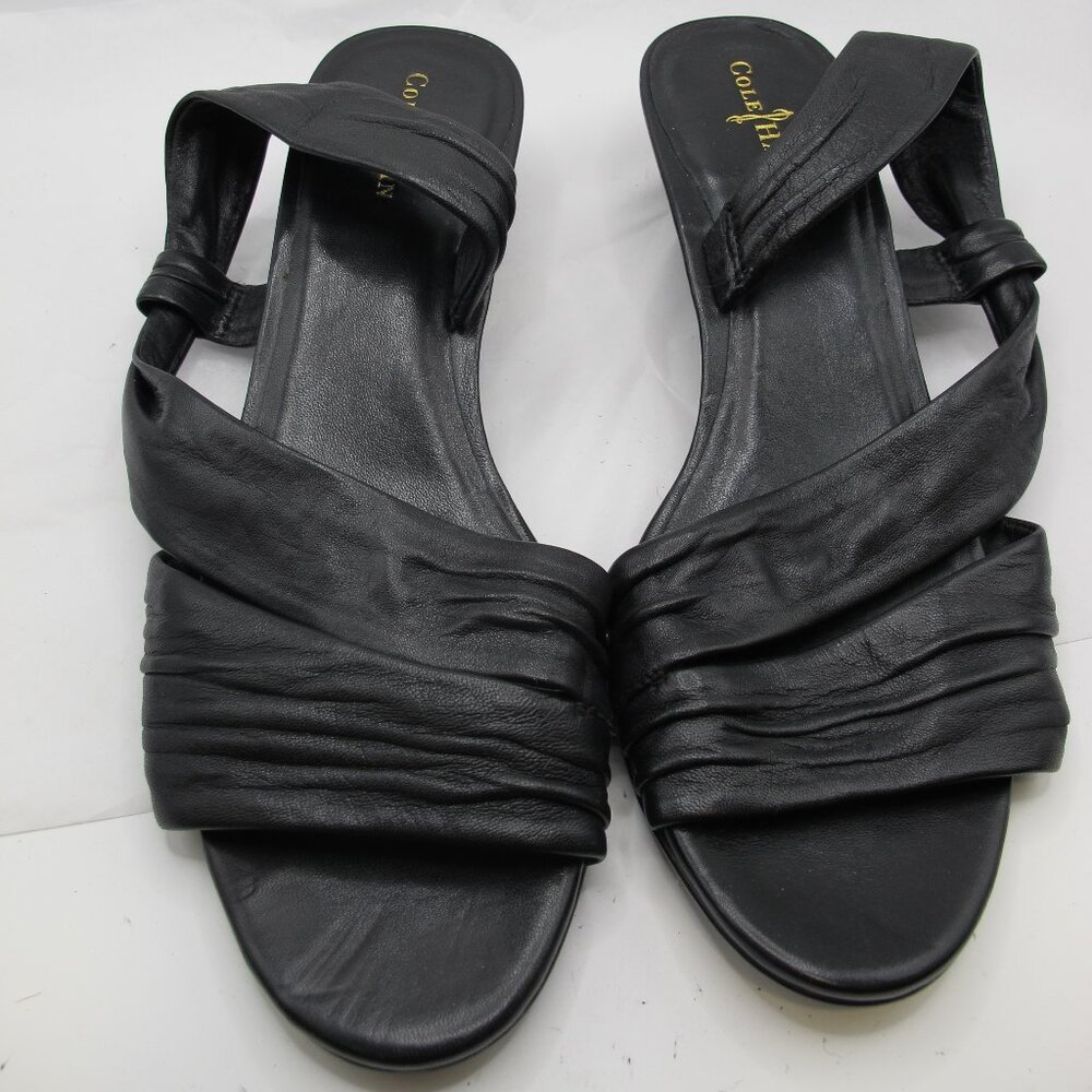Cole Haan black leather slingback with double strap front 8.5AA  NEW